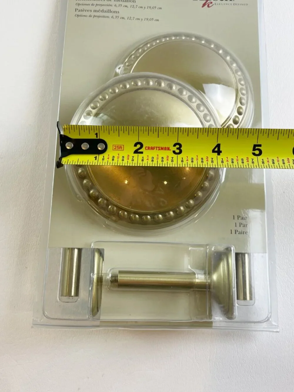 Kirsch Medallion Holdbacks Satin Brass Pair K32
